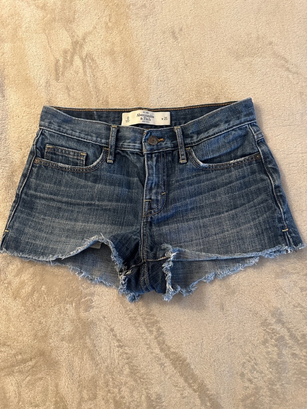 Abercrombie & Fitch Distressed Dark Blue Denim Cutoff Shorts